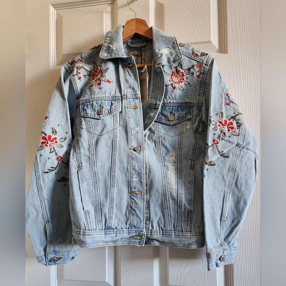 Embroidered And Studded Denim Jacket